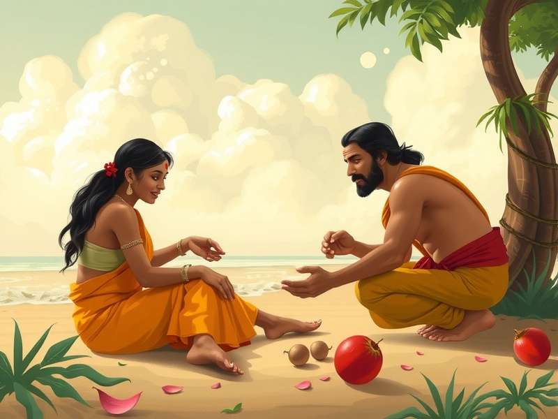 Traditional Pallanguzhi board game with shells and wooden board